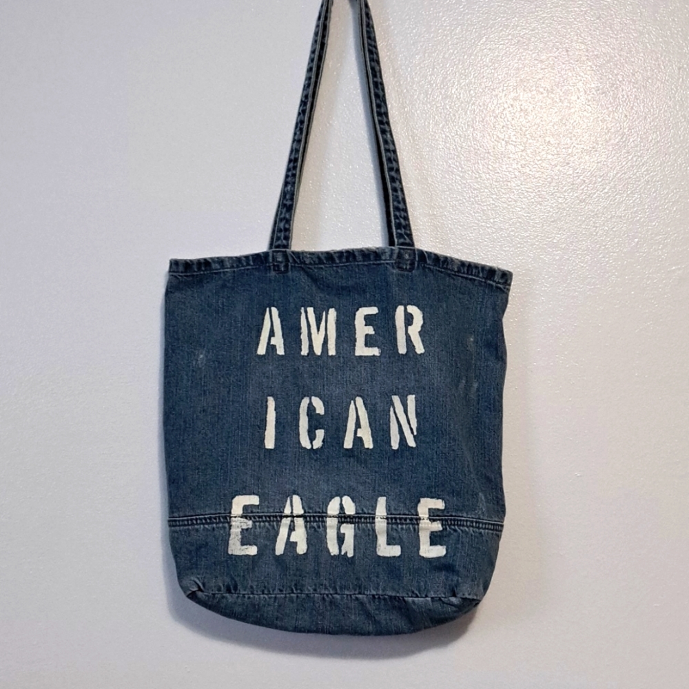Distressed Denim Shoulder Tote Bag Large Casual Lightweight